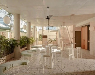 Travertine crazy paving outdoor